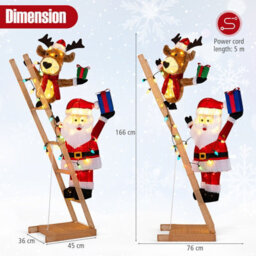 Costway 5.5 Ft Lighted Reindeer & Santa Claus On Ladder 3D Pre-Lit Indoor Outdoor Christmas Decoration - thumbnail 2