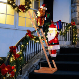 Costway 5.5 Ft Lighted Reindeer & Santa Claus On Ladder 3D Pre-Lit Indoor Outdoor Christmas Decoration - thumbnail 5