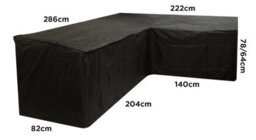 Woodside Black L Shape Outdoor Dining Waterproof Patio Set Cover Rattan, Large Left Side Long - thumbnail 5