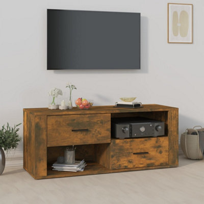 Berkfield Tv Cabinet Smoked Oak 100X35X40 Cm Engineered Wood - image 1
