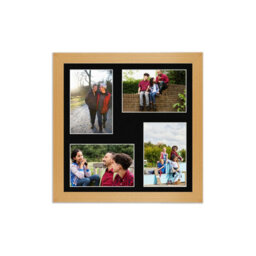 AK Frames 12X12 Country Pine Modern Multi Photo Frame With Black Mount - Holds 4 Apertures (4X) 6X4 Photos
