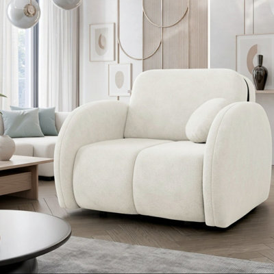 Convertible Armchair Bed Viva Comfy I With Storage Compact Single Sofa Sleeper For Small Spaces Cream - image 1