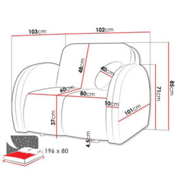 Convertible Armchair Bed Viva Comfy I With Storage Compact Single Sofa Sleeper For Small Spaces Cream - thumbnail 8