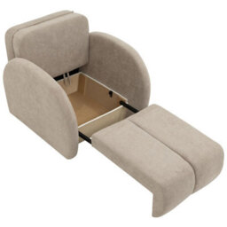 Convertible Armchair Bed Viva Comfy I With Storage Compact Single Sofa Sleeper For Small Spaces Cream - thumbnail 3