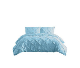 Pintuck Pinch Pleated Polycotton Duvet Cover And Pillowcase/s Set Bed Linen Aqua - thumbnail 2