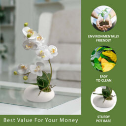 Crystals 35Cm Artificial Plant Fake Silk Orchid Flower Potted Home Party Table Decor - thumbnail 4
