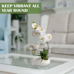 Crystals 35Cm Artificial Plant Fake Silk Orchid Flower Potted Home Party Table Decor - thumbnail 5