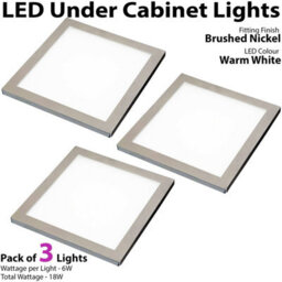 3-Pack Brushed Nickel Ultra-Slim Square Led Under Cabinet Lighting Kit - Warm White 3000K - thumbnail 3
