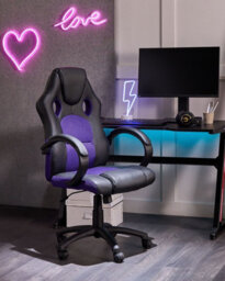 Beliani Office Chair Fighter Faux Leather Violet - thumbnail 2
