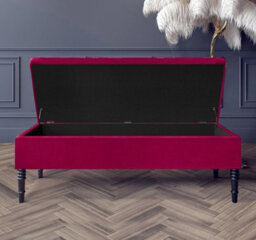 Safar Plain 137Cm Ottoman Storage Bench - Plush Velvet Shoe Bench - Claret Red Upholstery Footstool With Storage - thumbnail 2