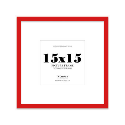 "15X15"" Red Picture Frame - 15X15"" Square Frame With 12X12"" Mount For 15X15""/12X12"" Pictures Moderrn Style Thin Edge, 1 Pack" - image 1