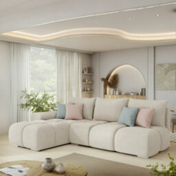 Galeria Corner Sofa Bed With Storage Left Hand Cream