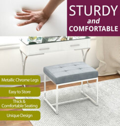 Hallowood Furniture Finley Velvet Stool With Metal Base - Grey - thumbnail 4