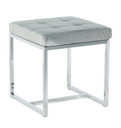 Hallowood Furniture Finley Velvet Stool With Metal Base - Grey - thumbnail 8