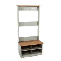 Core Products Corona Hall Shoe Bench With Hat And Coat Rack - Grey Washed Pine Storage Unit 170 X 80 X 44Cm - thumbnail 4