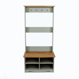 Core Products Corona Hall Shoe Bench With Hat And Coat Rack - Grey Washed Pine Storage Unit 170 X 80 X 44Cm - thumbnail 3