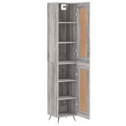 Berkfield Highboard Grey Sonoma 34.5X34X180 Cm Engineered Wood - thumbnail 4