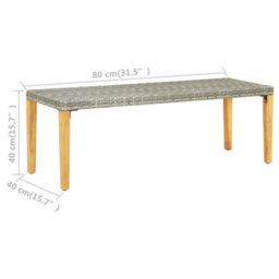 Walplus Garden Bench 80 Cm Poly Rattan Grey - thumbnail 5