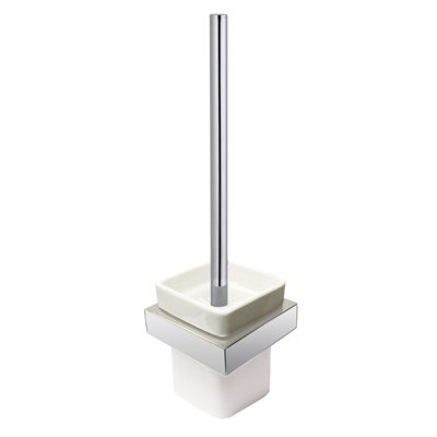 Nes Home Modern Square Brass Toilet Brush And Holder - Chrome - image 1