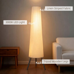 Homcom Dimmable Standing Lamp With Foot Switch, White And Grey - thumbnail 5