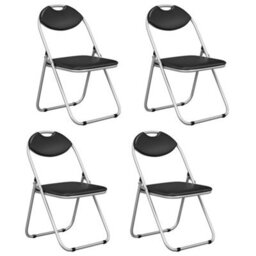 Set Of 4 Folding Metal Chair Kitchen Dining Seat - thumbnail 1