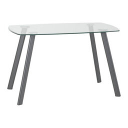 Seconique Abbey Dining Set - Clear Glass/grey/grey Faux Leather - thumbnail 4