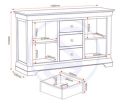 Seconique Bordeaux 2 Door 3 Drawer Sideboard - Pebble Grey/oak Fully Assembled - thumbnail 9