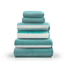 Gc Gaveno Cavailia Stripe Bath Sheets 90X140 Towels Aqua Set Of 2 Fast Drying & Water Absorbent Hotel Quality Cotton Towels Set - thumbnail 2