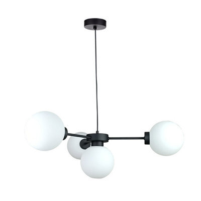 Luminosa Lighting Luminosa Kaliope Multi Arm Pendant Ceiling Light Black White Glass Shade 4X E27 - image 1