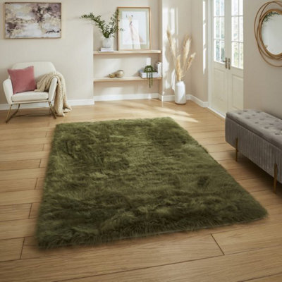 eXtreme Polar Plush Olive Green Soft Shaggy Rug 80 X 150Cm - image 1