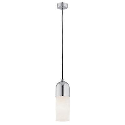 Luminosa Lighting Luminosa Burgos Slim Pendant Ceiling Light Opal Matt, Chrome
