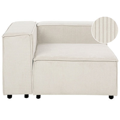 Beliani Corner Seat Ardal Corduroy Off-White Right Hand - image 1