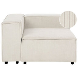Beliani Corner Seat Ardal Corduroy Off-White Right Hand - thumbnail 1