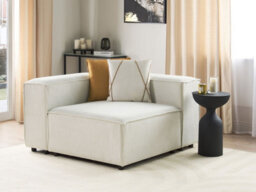 Beliani Corner Seat Ardal Corduroy Off-White Right Hand - thumbnail 2
