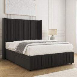 Bsspoke Luna Divan Bed Black Plush Velvet 54Inch Headboard & Footboard No Mattress No Drawers In Single Double King 4Ft 6Ft - thumbnail 2