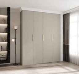 Arte Elegant Cashmere Como Iv Hinged Door Wardrobe H2460mm W2000mm D500mm, Four Doors, Sixteen Shelves, Two Hanging Rails, Gold Handles - thumbnail 2