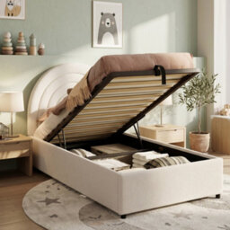 Single Upholstered Bed With Slatted Frame And Headboard - thumbnail 2