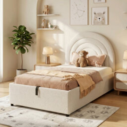 Single Upholstered Bed With Slatted Frame And Headboard - thumbnail 3