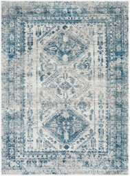 Livabliss Monte Carlo-Vintage Blue Grey White Traditional Boho Living Dining Bedroom Rug 200 X 275 Cm Easy Care, Non Shedding - thumbnail 1