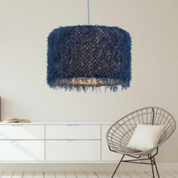 First Choice Lighting Rogers - Blue Shaggy 30Cm Easy Fit Pendant Shade - thumbnail 3