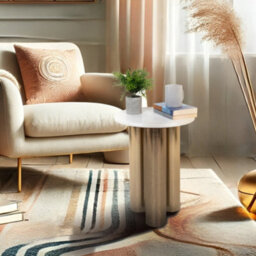 Round Coffee Tea Table Nesting Tables With Gold Platted Legs For Decoration In Living Room, Bedroom, Office, Balcony, Apartment - thumbnail 7