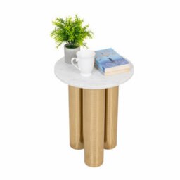 Round Coffee Tea Table Nesting Tables With Gold Platted Legs For Decoration In Living Room, Bedroom, Office, Balcony, Apartment - thumbnail 3