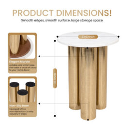 Round Coffee Tea Table Nesting Tables With Gold Platted Legs For Decoration In Living Room, Bedroom, Office, Balcony, Apartment - thumbnail 5