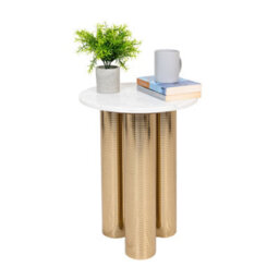 Round Coffee Tea Table Nesting Tables With Gold Platted Legs For Decoration In Living Room, Bedroom, Office, Balcony, Apartment - thumbnail 2