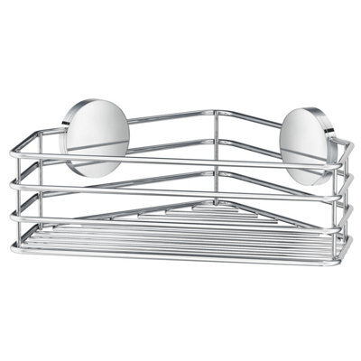 Beslagsboden - Single Corner Shower Basket In Chromed Stainless Steel, Self-Ad