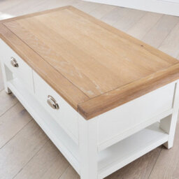 The Furniture Market Cheshire White Painted 2 Drawer Coffee Table With Shelf - thumbnail 8