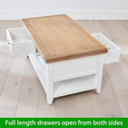 The Furniture Market Cheshire White Painted 2 Drawer Coffee Table With Shelf - thumbnail 7