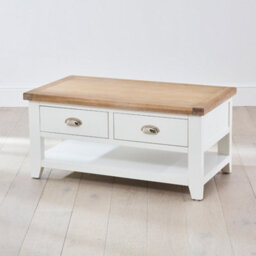 The Furniture Market Cheshire White Painted 2 Drawer Coffee Table With Shelf - thumbnail 5