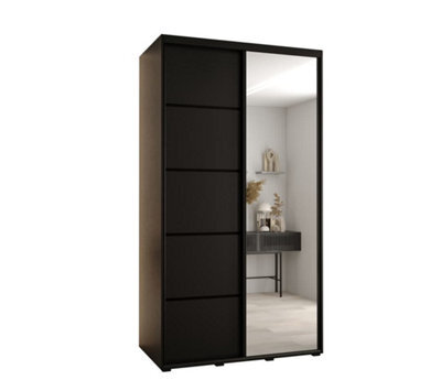 Arte Sleek Black Cannes V Sliding Wardrobe H2050mm W1300mm D600mm With Customisable Black Steel Handles - image 1