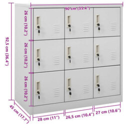 Vidaxl Locker Cabinet Light Grey 90X45X92.5 Cm Steel - thumbnail 3